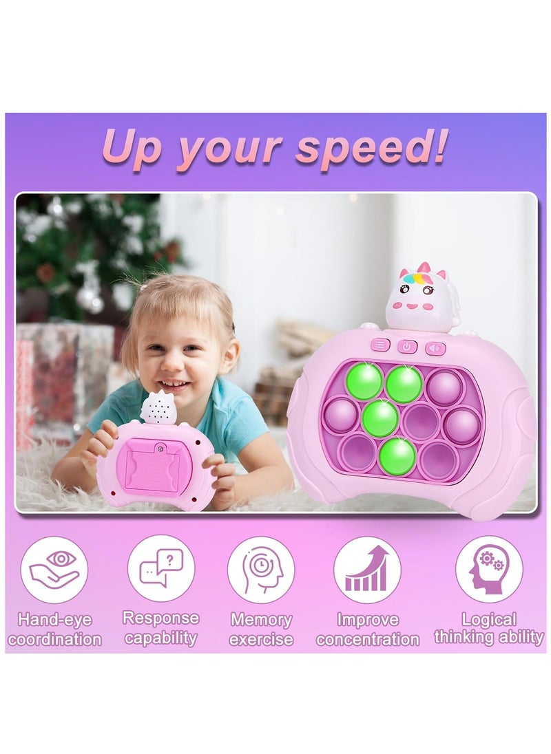 Reva Upgraded 999-Level Quick Push Electronic Pop Light Up Games Decompression Puzzle Machine Sensory Push Pop Bubble Toy-Interactive Button Toy for Kids(Unicorn 999 Levels)  - Image 2
