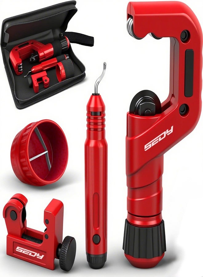 SEDY Ultimate Tube Cutter Set - Heavy Duty Pipe Cutter 3/16"-2" OD, Mini Tube Cutter 1/8"-7/8", Deburring Tool - for Copper, Aluminum, PVC Pipes - High-Quality Cutting & Deburring Tools for Professionals - Image 1