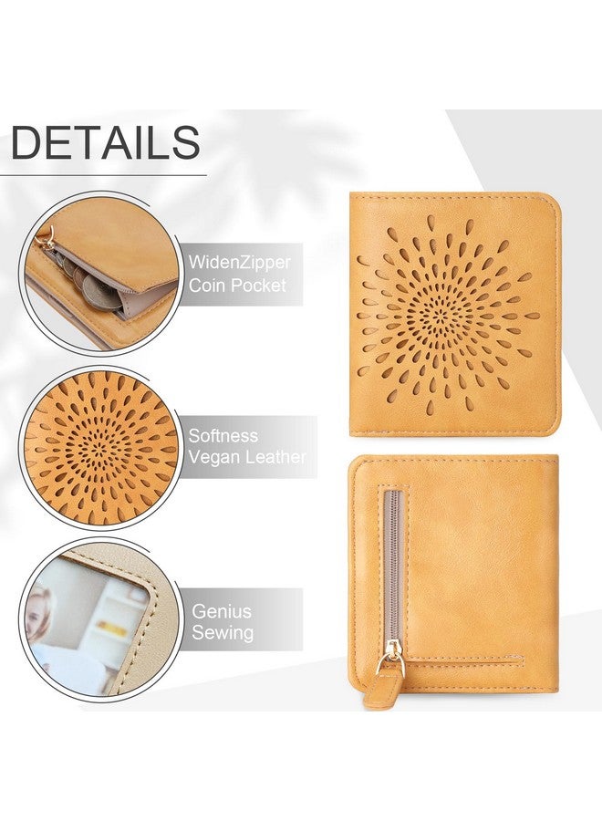 APHISON Womens Wallet, Slim Small Wallet For Women Men Rfid Wallet Women Sunflower Leather Id Credit Card Holder Whit Zipper Coin Pocket Bifold Compact Wallet - Image 4