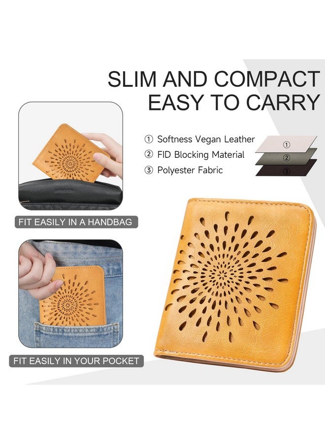 APHISON Womens Wallet, Slim Small Wallet For Women Men Rfid Wallet Women Sunflower Leather Id Credit Card Holder Whit Zipper Coin Pocket Bifold Compact Wallet - Image 5