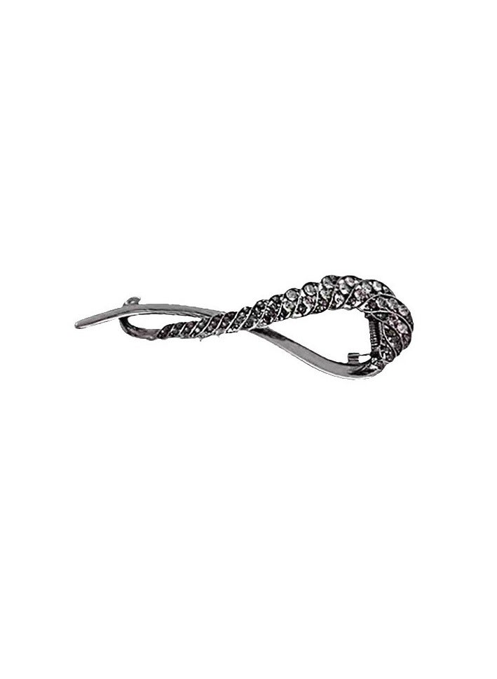 Goolsky Elegant Rhinestone Geometric Hair Clip for Women - Simple Twist Design, Zinc Alloy Frog Buckle, Perfect for Everyday & Special Occasions - Image 2
