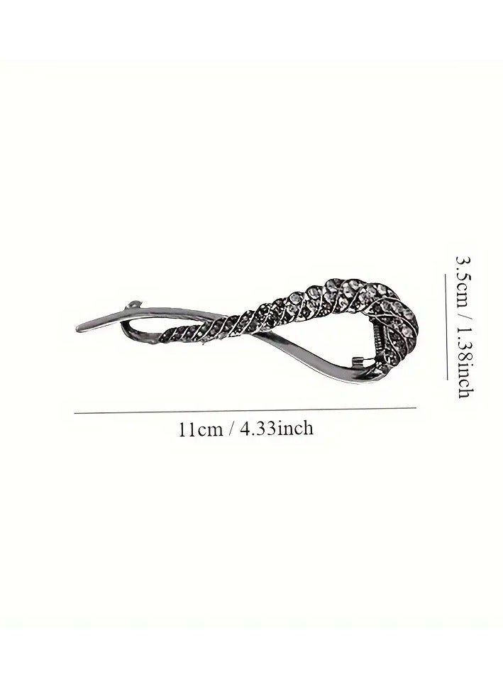 Goolsky Elegant Rhinestone Geometric Hair Clip for Women - Simple Twist Design, Zinc Alloy Frog Buckle, Perfect for Everyday & Special Occasions - Image 4