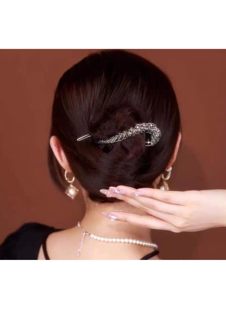 Goolsky Elegant Rhinestone Geometric Hair Clip for Women - Simple Twist Design, Zinc Alloy Frog Buckle, Perfect for Everyday & Special Occasions - Image 5