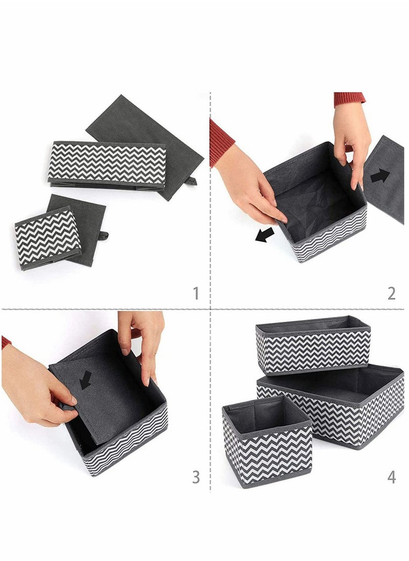 HomarKet - Set of 6 Drawer Organiser Divider Foldable Storage Bins for Socks Tie Shirts Collapsible Drawer for Home wardrobe Closet Organizers - Image 1