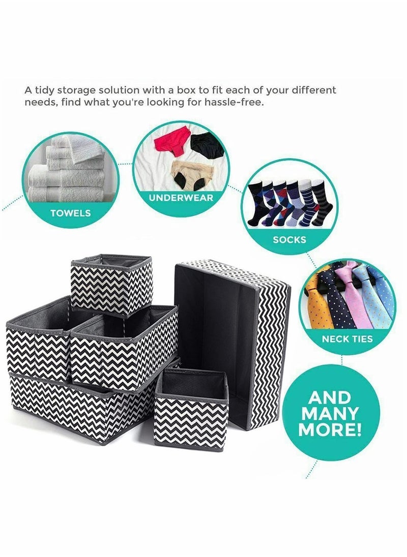 HomarKet - Set of 6 Drawer Organiser Divider Foldable Storage Bins for Socks Tie Shirts Collapsible Drawer for Home wardrobe Closet Organizers - Image 1