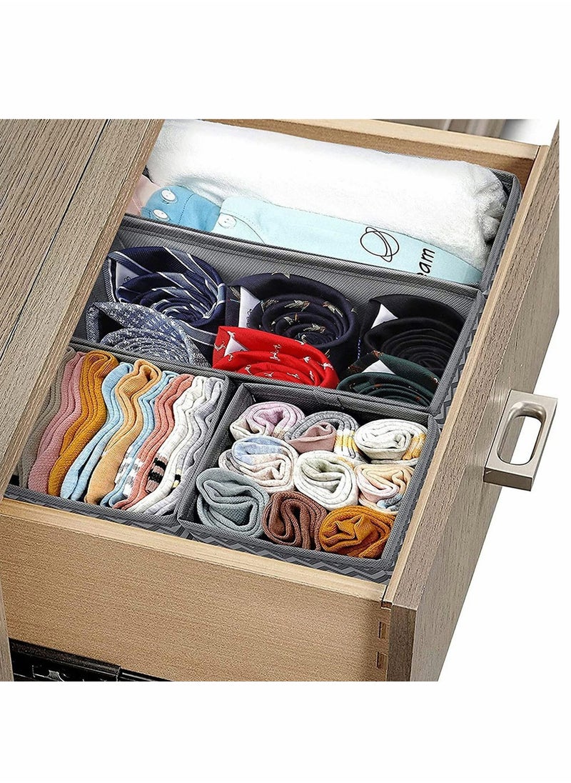 HomarKet - Set of 6 Drawer Organiser Divider Foldable Storage Bins for Socks Tie Shirts Collapsible Drawer for Home wardrobe Closet Organizers - Image 1