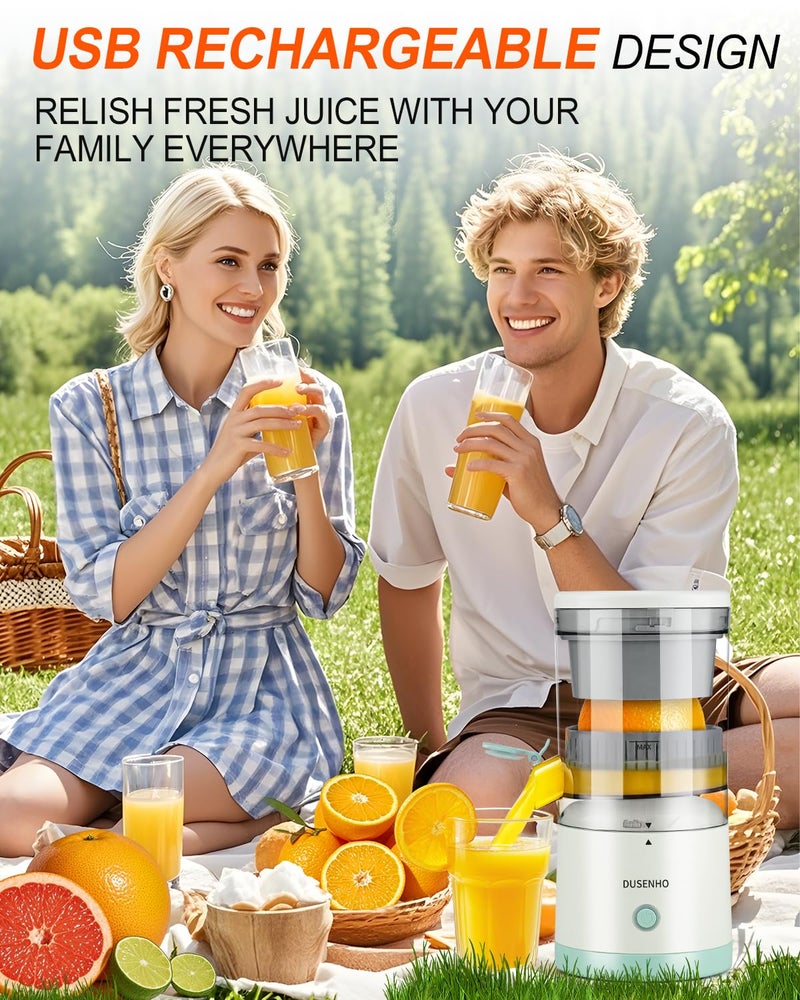 DUSENHO Electric Citrus Juicer Rechargeable - Electric Juicer Machines with USB and Cleaning Brush Portable Compact Juicer for Orange, Lemon, Limes - Image 3