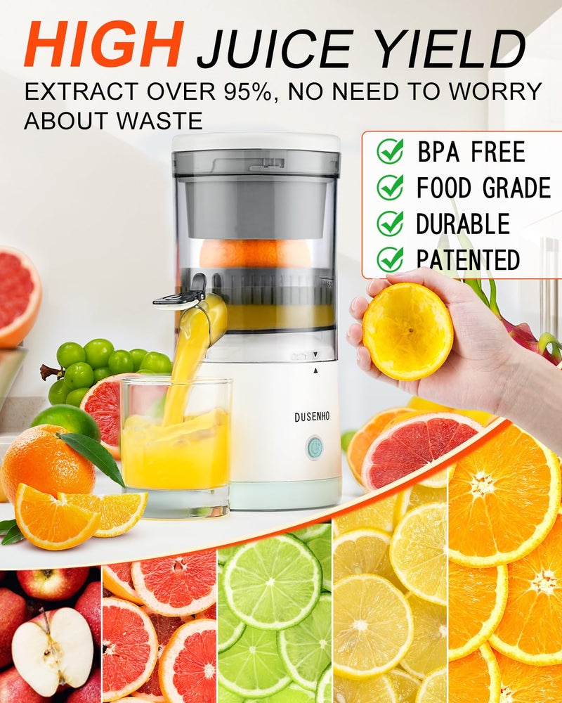 DUSENHO Electric Citrus Juicer Rechargeable - Electric Juicer Machines with USB and Cleaning Brush Portable Compact Juicer for Orange, Lemon, Limes - Image 2