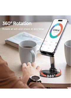 Excefore Cell Phone Stand, 360°Rotation Height Adjustable Phone Holder for Desk, Desk Accessories, With iPhone Most Phones, iPhone 15 Pro/Pro Max, Samsung Galaxy, Tablet/iPad Black  - Image 4