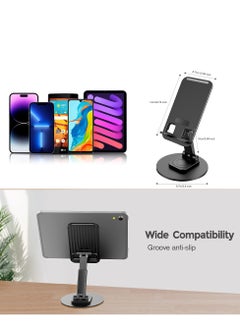 Excefore Cell Phone Stand, 360°Rotation Height Adjustable Phone Holder for Desk, Desk Accessories, With iPhone Most Phones, iPhone 15 Pro/Pro Max, Samsung Galaxy, Tablet/iPad Black  - Image 2