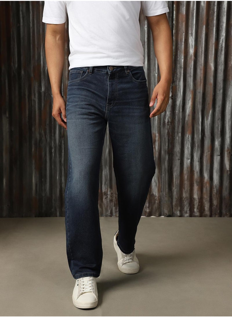 HIGH STAR Men's Indigo 100% Cotton Distressed Jeans  - Image 5