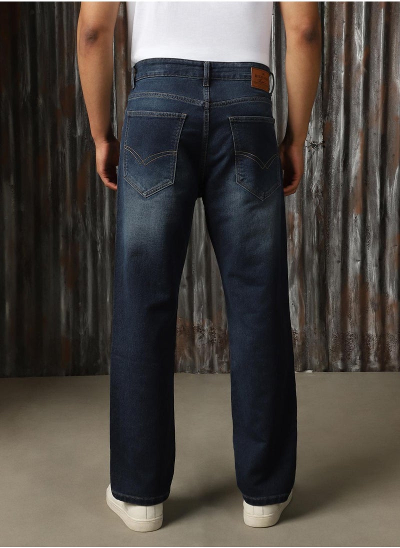 HIGH STAR Men's Indigo 100% Cotton Distressed Jeans  - Image 3