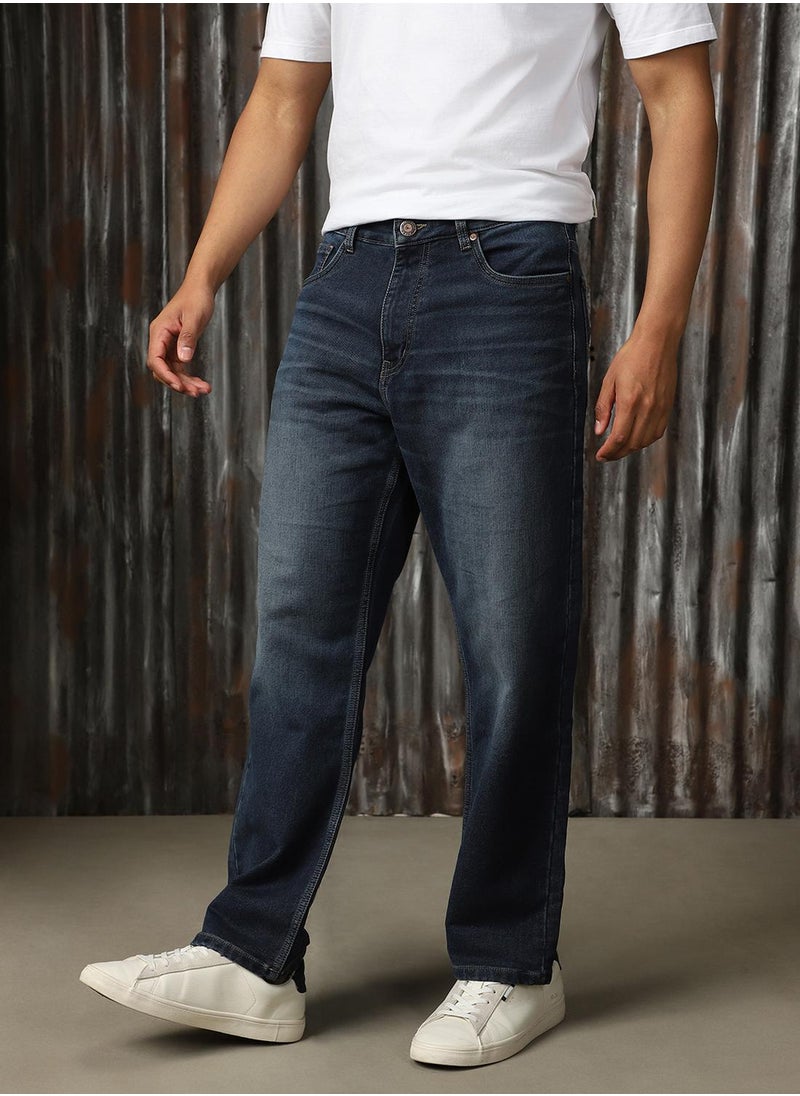 HIGH STAR Men's Indigo 100% Cotton Distressed Jeans  - Image 2