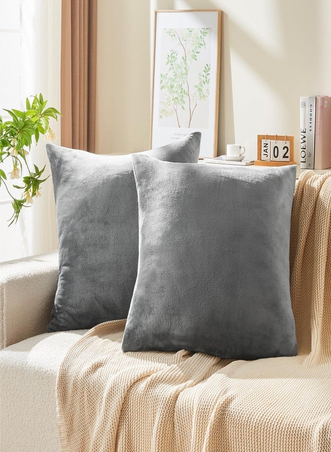 BEDELITE Velvet Pillow Covers 26x26 with Zipper, 2 Pack Super Soft Square Pillow Covers for Bedroom, Sofa, Couch,Luxury Cozy Fleece Pillowcases for All Seasons(26x26 Inches, Grey) - Image 2