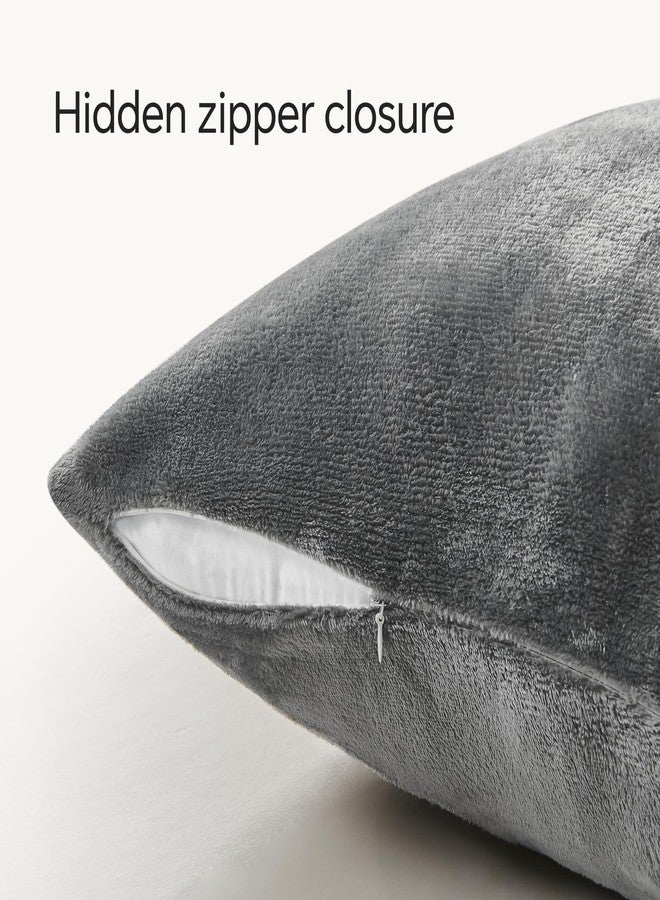 BEDELITE Velvet Pillow Covers 26x26 with Zipper, 2 Pack Super Soft Square Pillow Covers for Bedroom, Sofa, Couch,Luxury Cozy Fleece Pillowcases for All Seasons(26x26 Inches, Grey) - Image 5