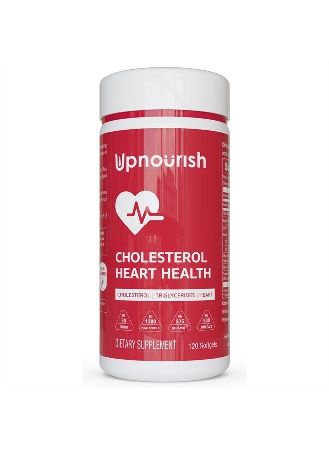 UpNourish Citrus Bergamot Cholesterol Supplement 120ct - Triglyceride Support with Plant Sterols, CoQ10, Omega 3, Olive Leaf Extract, Turmeric Curcumin, Black Garlic, Sterols and Stanols Supplement - Image 2