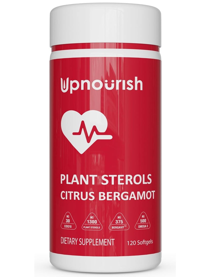 UpNourish Citrus Bergamot Cholesterol Supplement 120ct - Triglyceride Support with Plant Sterols, CoQ10, Omega 3, Olive Leaf Extract, Turmeric Curcumin, Black Garlic, Sterols and Stanols Supplement - Image 3