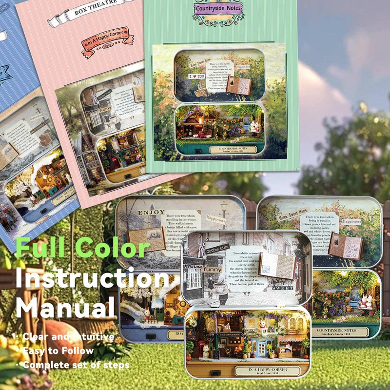 Flever مجموعة منزل دمى فليفر المصغرة DIY غرفة إبداعية مع أثاث وغطاء لهدية رومانسية في عيد الحب (الأوقات القديمة تشمل 3 قطع) - Image 4