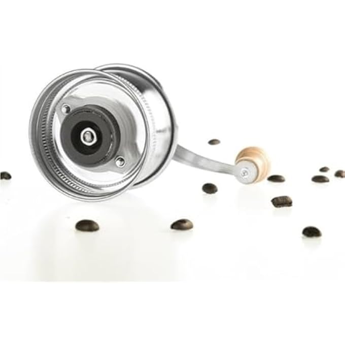 Azonee Stainless Steel Coffee Grinder Lid For Regular Mouth Mason Jars Manual Crank Burr Grinder For Fresh Coffee Camping Home Barista Rust Proof Ceramic Mechanism - Image 2