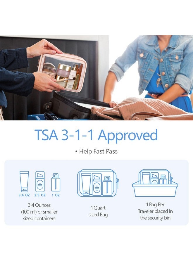 Packism Tsa Approved Toiletry Bag - 2 Pack Upgrade Color-Edged Clear Makeup Bag, Clear Toiletry Bag For Traveling Fits Various Storage Needs, Pink (2 Sizes) - Image 2