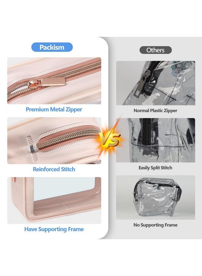 Packism Tsa Approved Toiletry Bag - 2 Pack Upgrade Color-Edged Clear Makeup Bag, Clear Toiletry Bag For Traveling Fits Various Storage Needs, Pink (2 Sizes) - Image 5