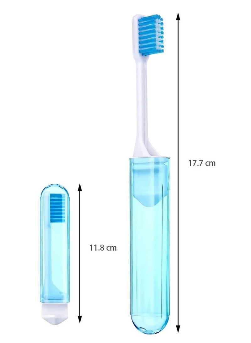 4-piece travel toothbrush set, soft bristle mini folding toothbrush with case, individually wrapped small portable travel size camping toiletries