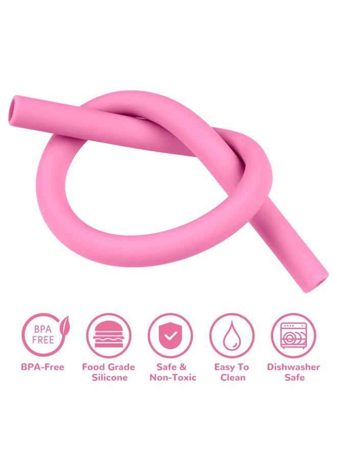 Tomorotec 12.2" Reusable Silicone Drinking Straws 15-Pack with Cleaning Brushes for Stanley Tumblers 40oz 30oz 20oz, Noise-Free BPA-Free Food Grade Silicone Adjustable for Various Cups (Pink Series) - Image 4