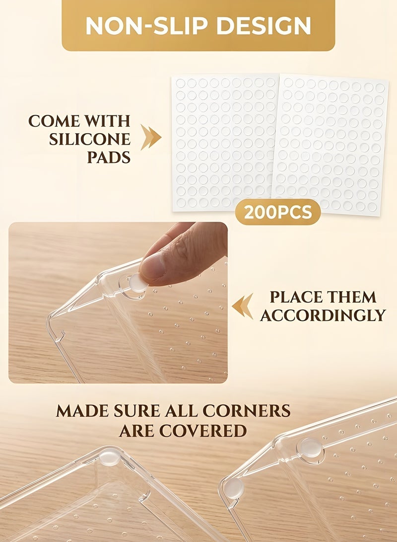 Beauenty 44 Pcs Clear Plastic Drawer Organizers, 4 Size Large Storage Organiser Set for Kitchen, Organizers Divider Trays for Bathroom, Makeup, Fridge Organiser, Bedroom, Office, Utensils, Jewelries - Image 3