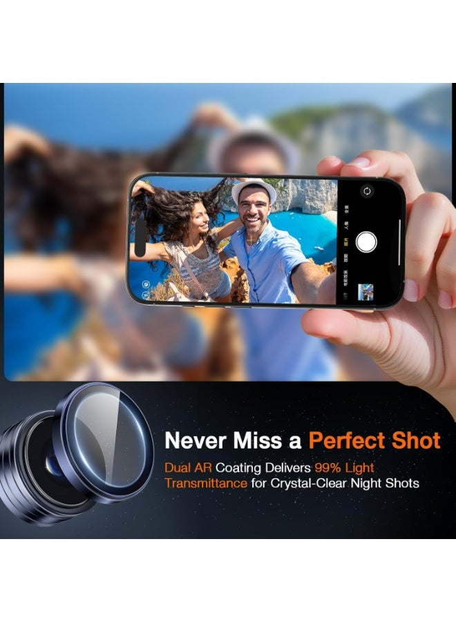 إكس ليفيل واقي عدسة الكاميرا لهاتف iPhone 17 Pro Max/iPhone 17 Pro، أغطية من الزجاج المقوى 9H، واقيات عدسات فردية، تركيب سهل بضغطة واحدة، متانة فائقة، مقاوم للخدوش وبصمات الأصابع، متوافق مع أغطية iPhone 17 Pro Max/iPhone 17 Pro، عبوة من قطعتين - أزرق - Image 4