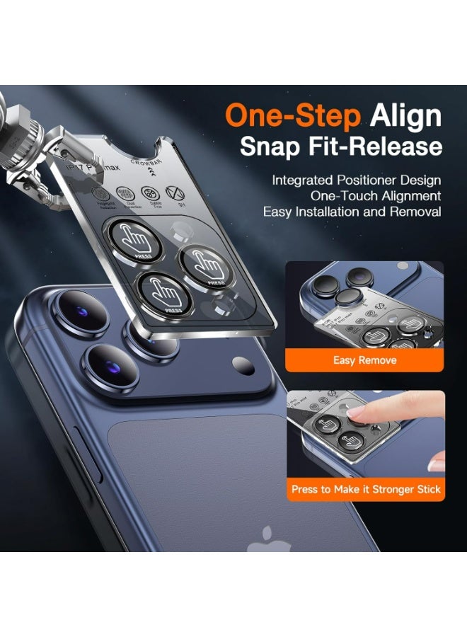 إكس ليفيل واقي عدسة الكاميرا لهاتف iPhone 17 Pro Max/iPhone 17 Pro، أغطية من الزجاج المقوى 9H، واقيات عدسات فردية، تركيب سهل بضغطة واحدة، متانة فائقة، مقاوم للخدوش وبصمات الأصابع، متوافق مع أغطية iPhone 17 Pro Max/iPhone 17 Pro، عبوة من قطعتين - أزرق - Image 3