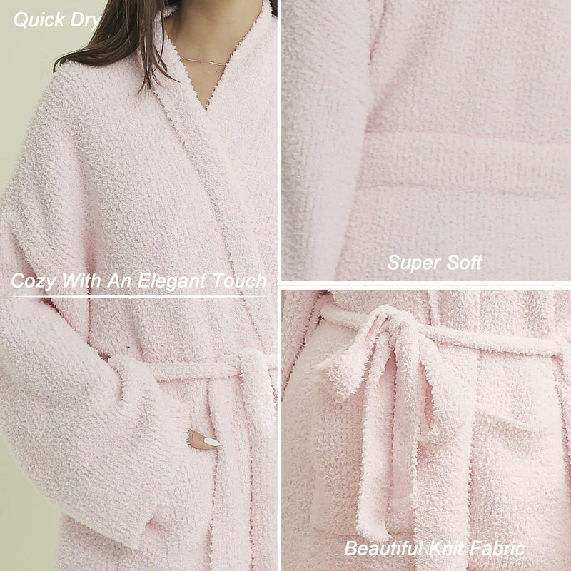 DOOWELL Women's Knit Robes Lightweight Absorbent Soft Spa Bathrobe - Image 3