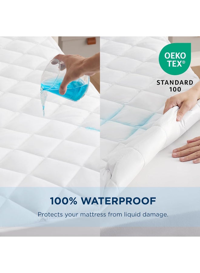 Harmony Home حامي مرتبة هارموني هوم المقاوم للماء - جيب عميق يصل إلى 22 بوصة | ناعم، قابل للتنفس وهادئ | كوين/دبل 120×200 سم | أبيض - Image 4
