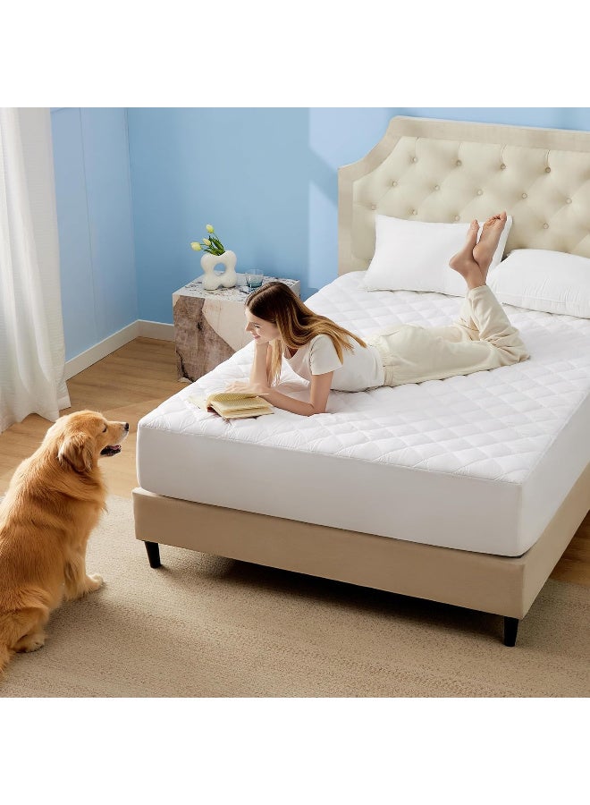 Harmony Home حامي مرتبة هارموني هوم المقاوم للماء - جيب عميق يصل إلى 22 بوصة | ناعم، قابل للتنفس وهادئ | كوين/دبل 120×200 سم | أبيض - Image 2