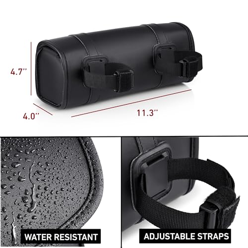Nomad USA Nomad Motorcycle Tool Bag–Universal Handlebar Leather Pouch–Waterproof Cruiser Biker Roll Bag Front Fork or Saddlebag Storage (Black) - Image 5