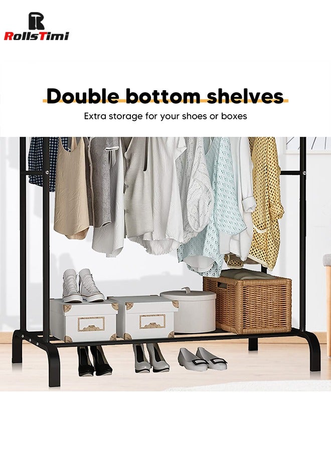 رولستيمي رف ملابس معدني منظم تحت رف تخزين للصناديق والأحذية 110 * 54 * 150 سنتيمتر ، أسود - Image 3
