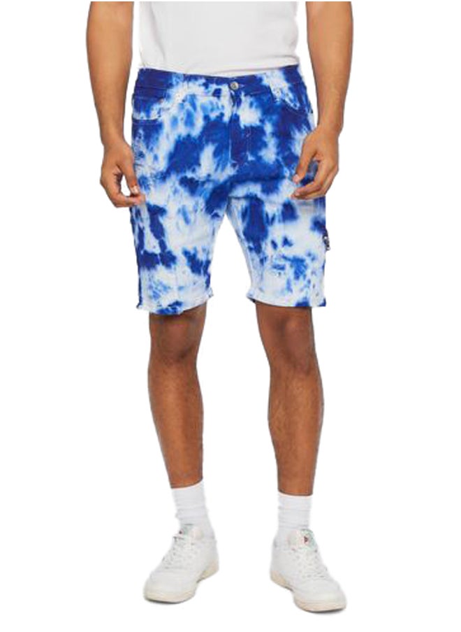 FOREVER 21 Distressed Tie-Dye Denim Shorts  - Image 1
