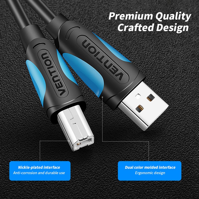كابل طابعة VENTION USB2.0 من ذكر إلى ذكر 10 مترًا/32.8 قدمًا كابل استبدال لطابعات وماسحات ضوئية من HP/Canon/Epson (أسود) - Image 3