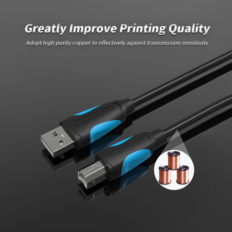 كابل طابعة VENTION USB2.0 من ذكر إلى ذكر 10 مترًا/32.8 قدمًا كابل استبدال لطابعات وماسحات ضوئية من HP/Canon/Epson (أسود) - Image 4