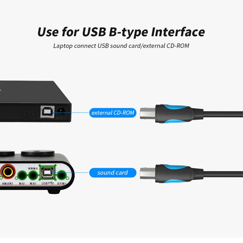 كابل طابعة VENTION USB2.0 من ذكر إلى ذكر 10 مترًا/32.8 قدمًا كابل استبدال لطابعات وماسحات ضوئية من HP/Canon/Epson (أسود) - Image 2