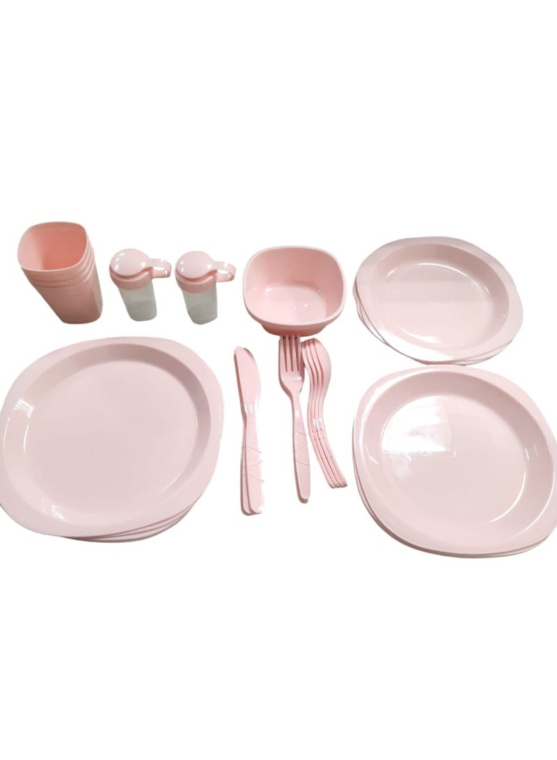 Spaceshoop 57 Pieces Set Portable Tableware Set Plastic Outdoor Picnic Camping Dinnerware Set For 6 Or More With Spoon Fork  Knife Cup  Container Sauce Cups Salt Shaker  Bowls Peeler Plates - Image 1