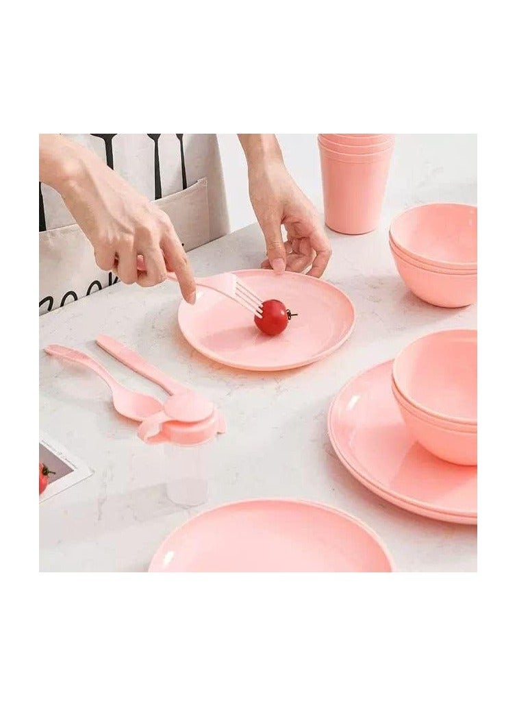 Spaceshoop 57 Pieces Set Portable Tableware Set Plastic Outdoor Picnic Camping Dinnerware Set For 6 Or More With Spoon Fork  Knife Cup  Container Sauce Cups Salt Shaker  Bowls Peeler Plates - Image 2