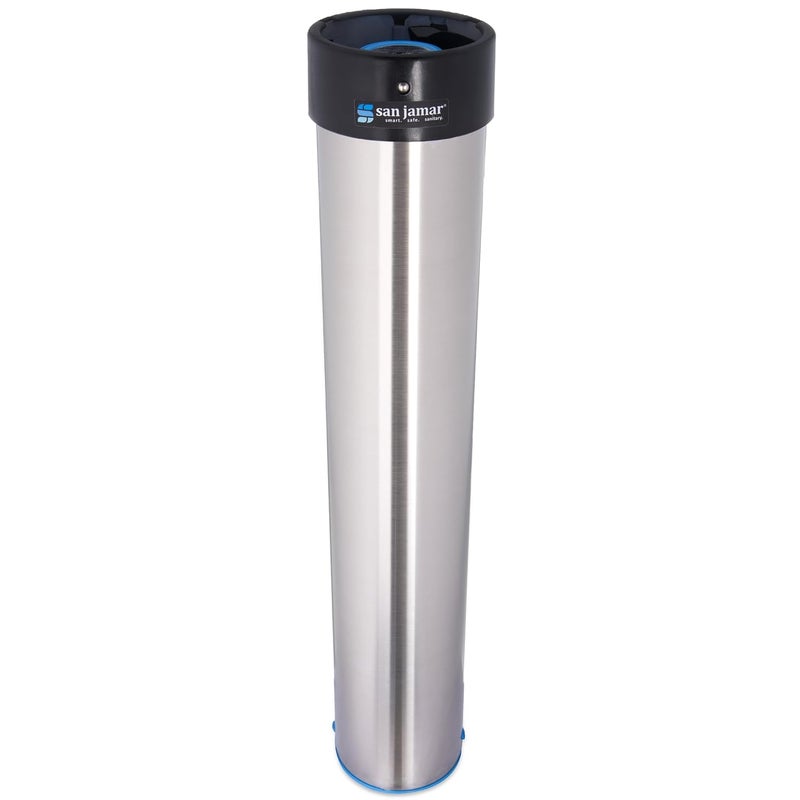 San Jamar Surface Mount Cup Dispenser Vertical, 12 - 24 Oz. Cups for Restaurants, Dining Halls, and Fast Food, Stainless Steel, 23.75 Inches, Silver - Image 1