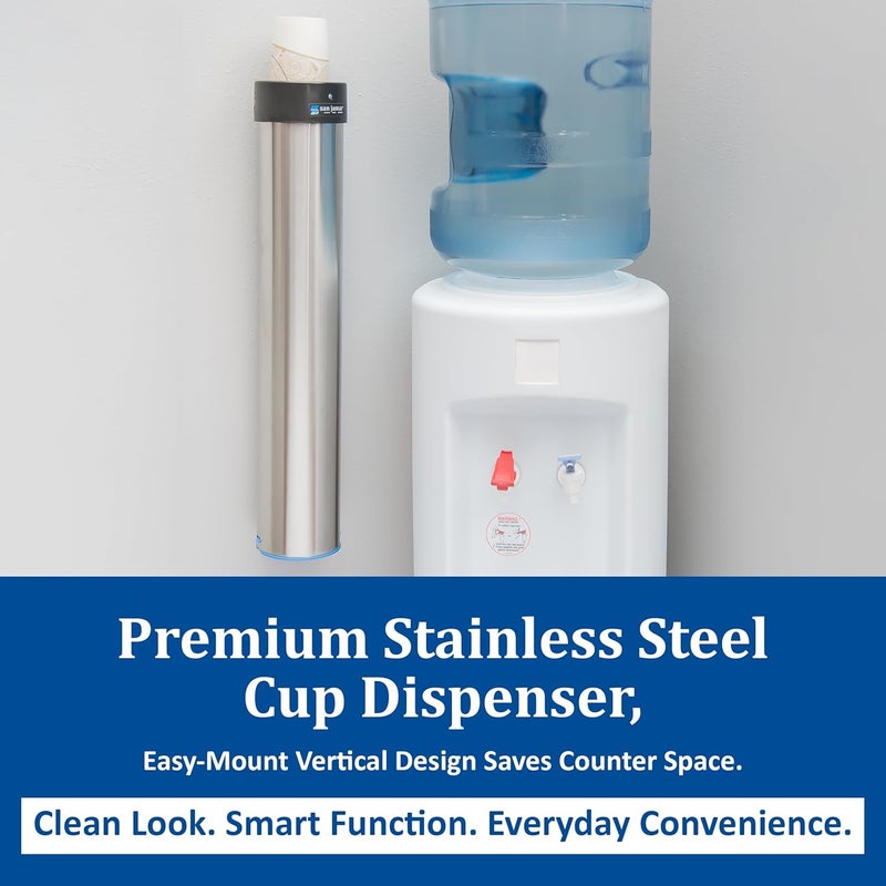 San Jamar Surface Mount Cup Dispenser Vertical, 12 - 24 Oz. Cups for Restaurants, Dining Halls, and Fast Food, Stainless Steel, 23.75 Inches, Silver - Image 5