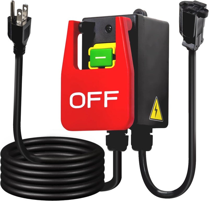 POWERTEC 120V Single Phase On/Off Magnetic Paddle Switch, 9 Amps w/ 5.5 Ft Standard Cords, Knee Paddle for Power Tools, Fits Table Saw, Router Table, Drill Press, Bench Saw, Bandsaw (71755) - Image 1