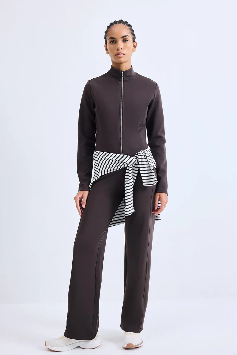 ديفاكتو Standard Fit Scuba Fabric High Neck Cardigan