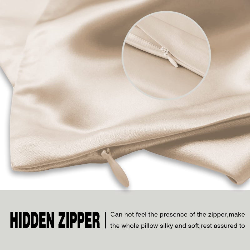 Suatien Natural Mulberry Silk Pillowcase for Hair and Skin Queen Size 20"X30" Pillow Case with Hidden Zipper Soft Breathable Smooth Cooling Silk Pillow Covers for Sleeping (Champagne,Queen,1Pcs) - Image 4
