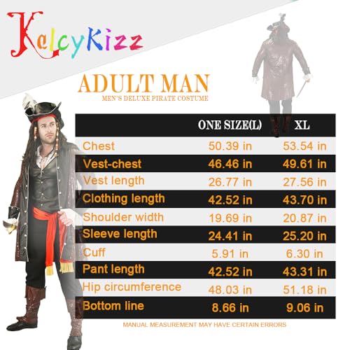 KalcyKizz زي قراصنة فاخر للرجال بحجم زائد - Image 5