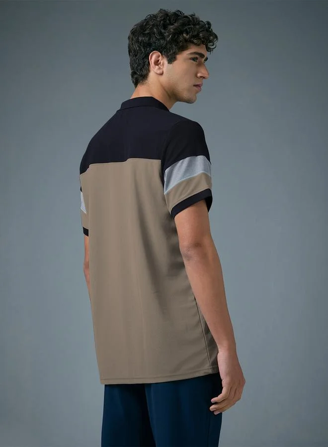 Technosport Technosport Men Slim Fit Color Block Pique Polo