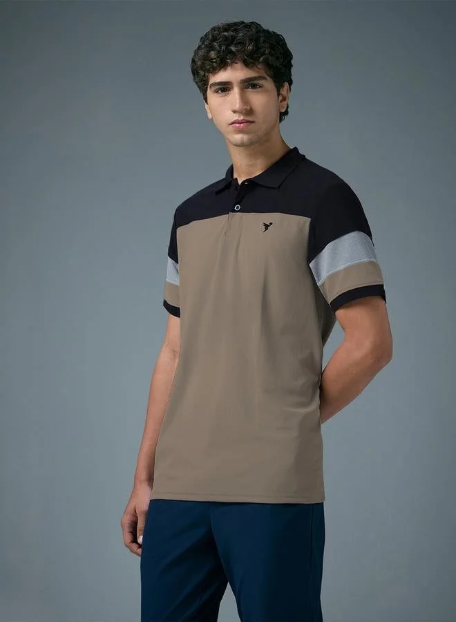 Technosport Technosport Men Slim Fit Color Block Pique Polo