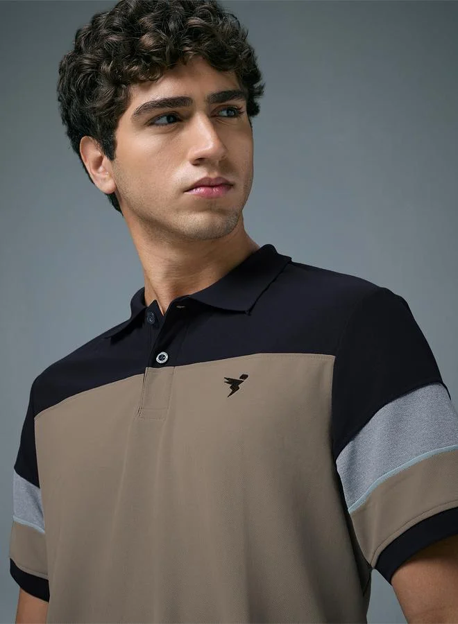 Technosport Technosport Men Slim Fit Color Block Pique Polo